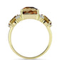 Goldplattierter Silberring mit Cognac-Quarz und weißem Topas