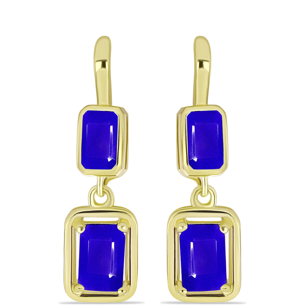 Goldplattierte Silberohrringe mit blauem Achat 1 