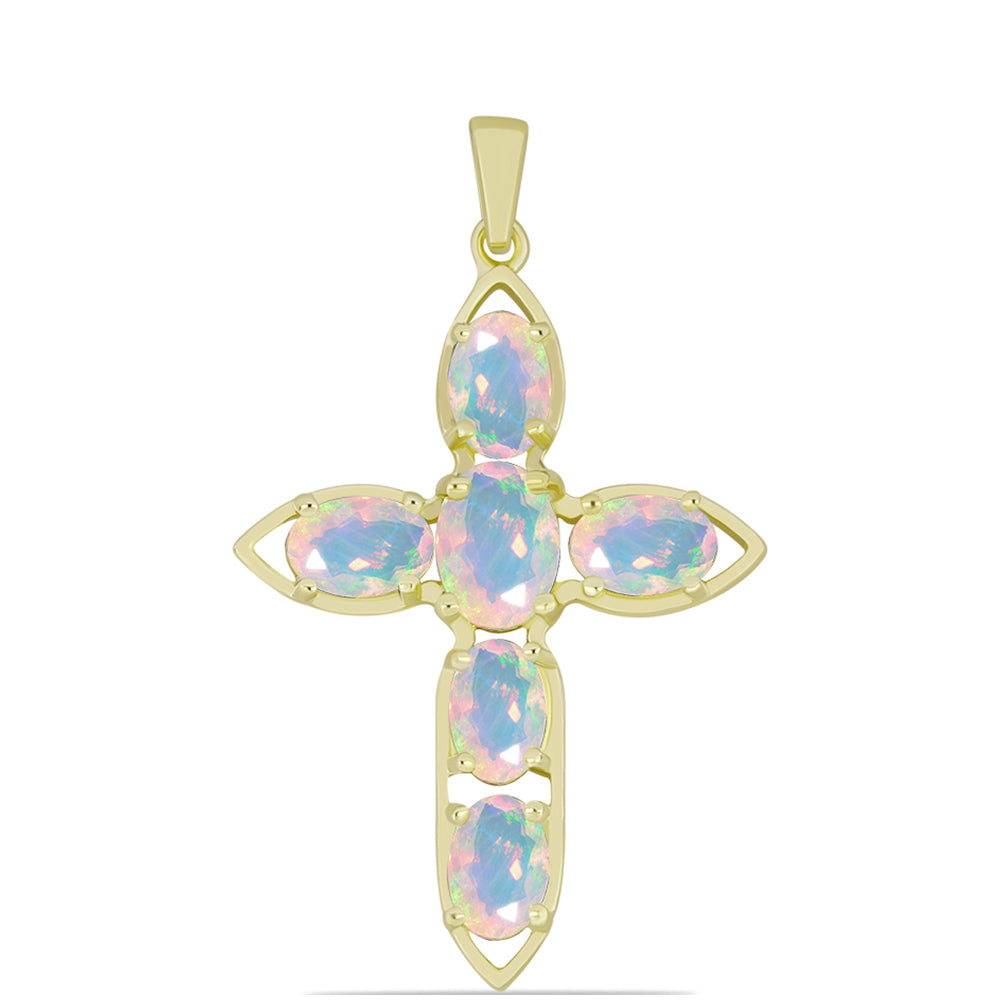 Goldplattierter Silberanhänger mit Welo-Opal 1 
