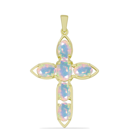 Goldplattierter Silberanhänger mit Welo-Opal