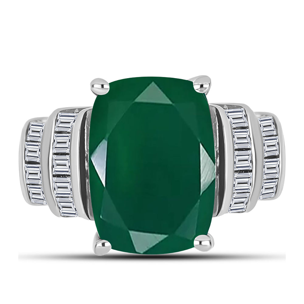 Silberring mit grünem Chalcedon und weißem Zirkon 1 