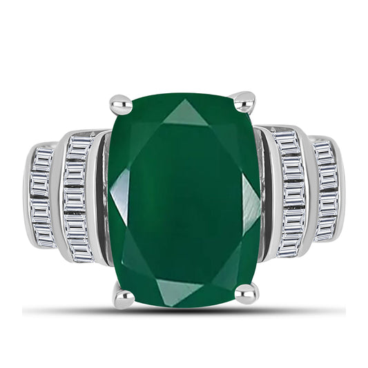 Silberring mit grünem Chalcedon und weißem Zirkon