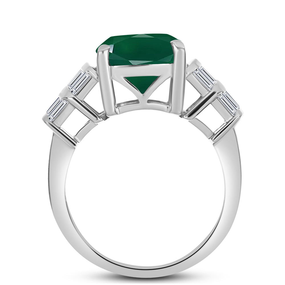Silberring mit grünem Chalcedon und weißem Zirkon