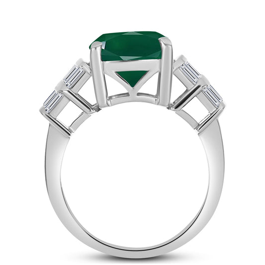 Silberring mit grünem Chalcedon und weißem Zirkon