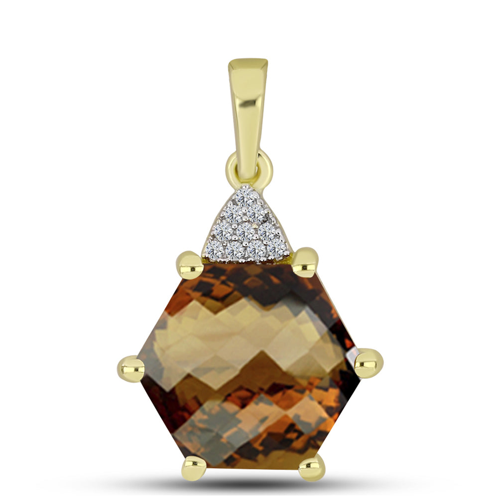 Goldplattierter Silberanhänger mit Cognac-Quarz und weißem Topas 1 