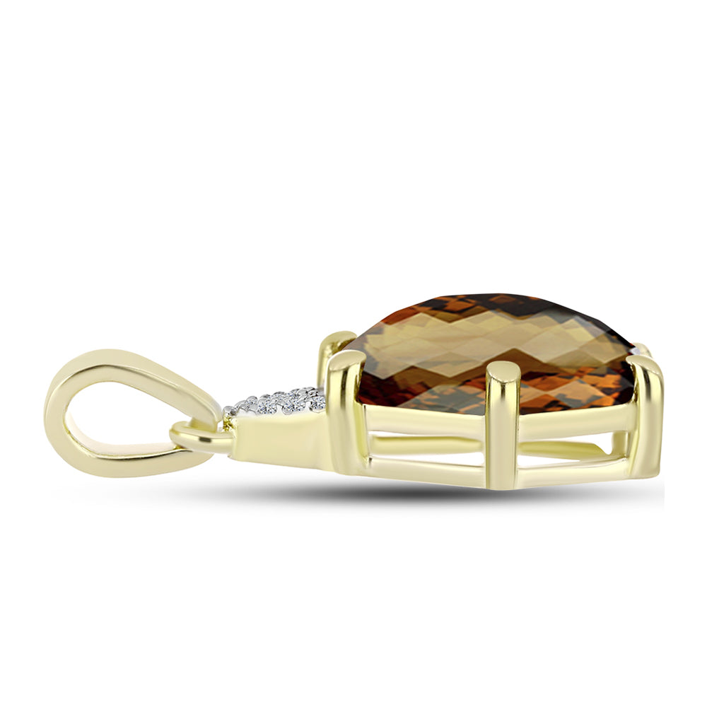 Goldplattierter Silberanhänger mit Cognac-Quarz und weißem Topas 2 