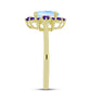 Goldplattierter Silberring mit Regenbogenmondstein und marokkanischem Amethyst