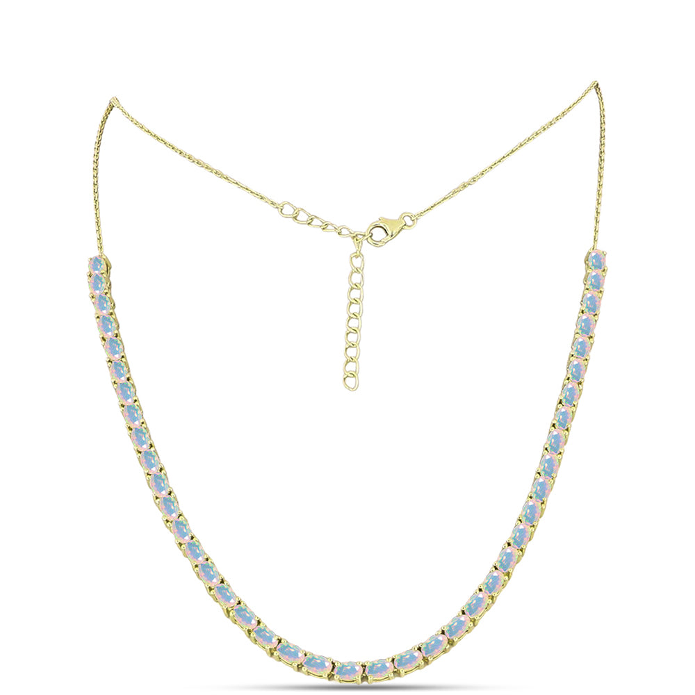 Goldplattierte Silberhalskette mit Welo-Opal