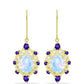 Goldplattierte Silberohrringe mit Regenbogenmondstein und marokkanischem Amethyst