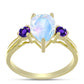 Goldplattierter Silberring mit Regenbogenmondstein und marokkanischem Amethyst