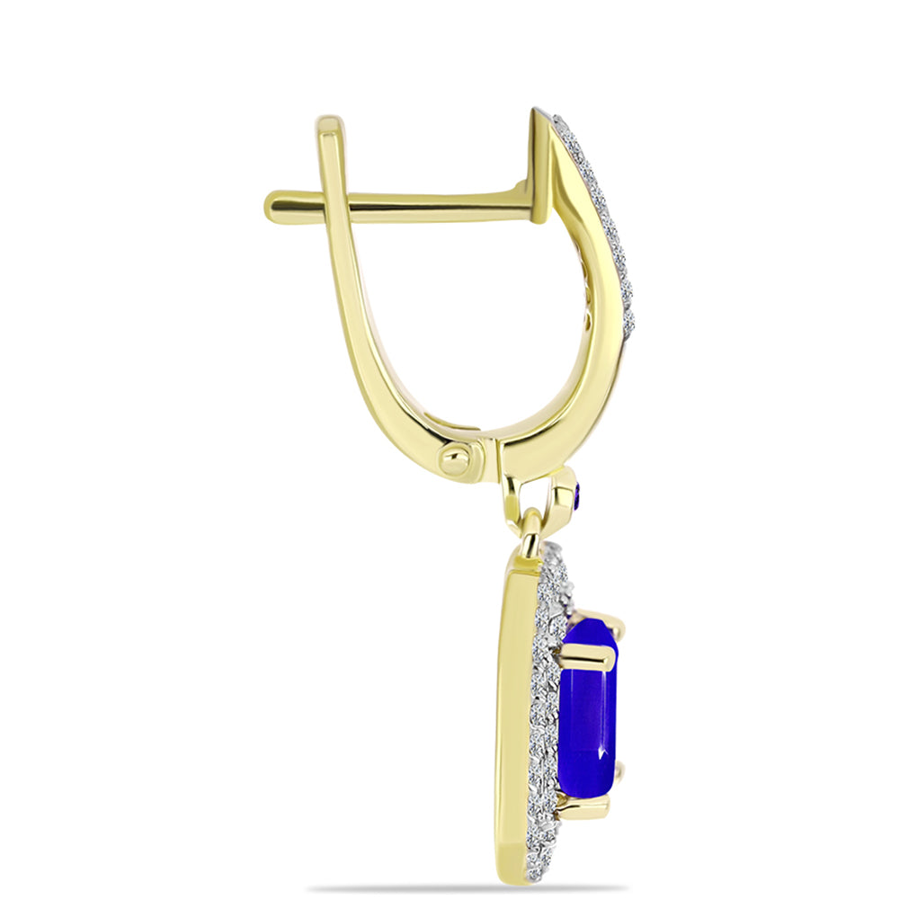 Goldplattierte Silberohrringe mit blauem Achat und marokkanischem Amethyst
