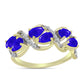 Goldplattierter Silberring mit blauem Achat und weißem Topas