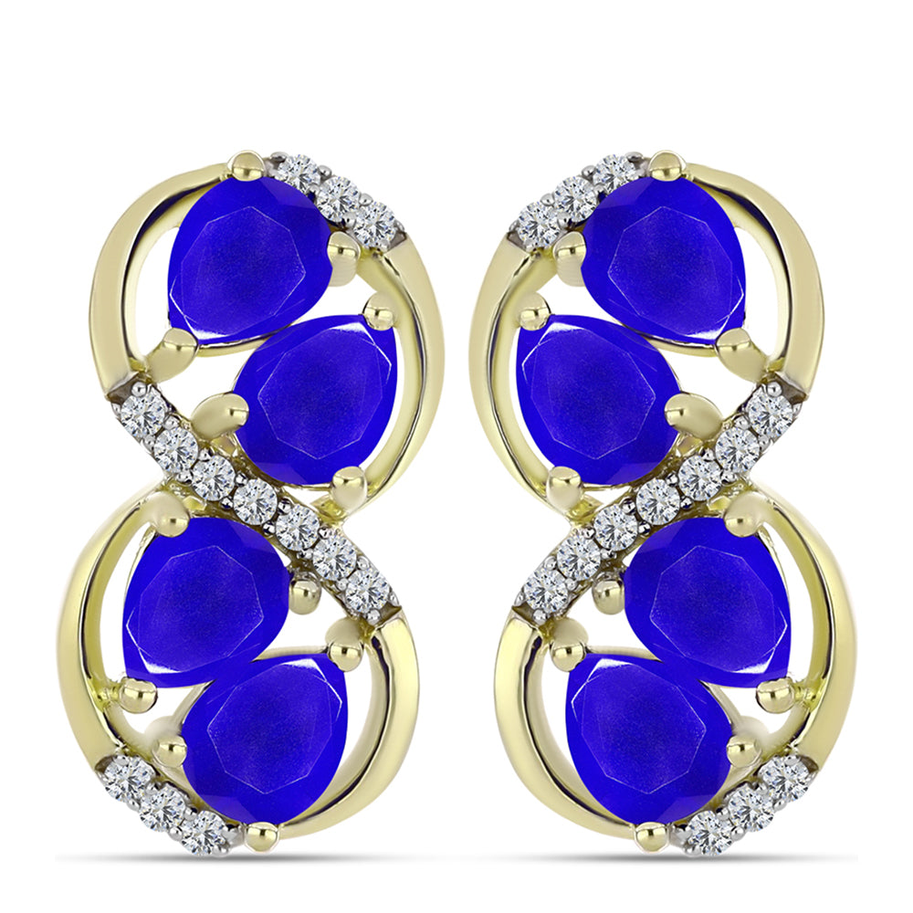 Goldplattierte Silberohrringe mit blauem Achat und weißem Topas