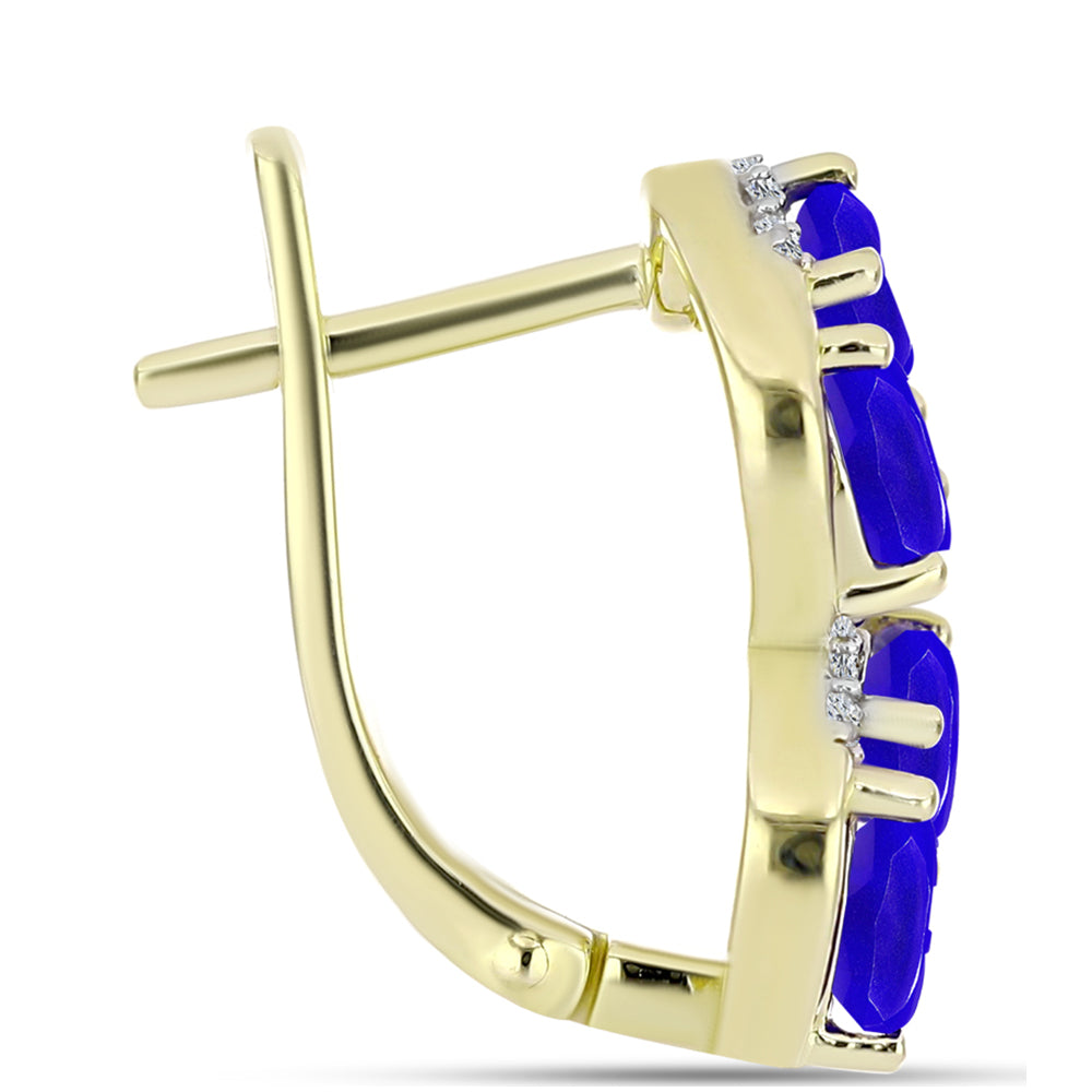 Goldplattierte Silberohrringe mit blauem Achat und weißem Topas 2 