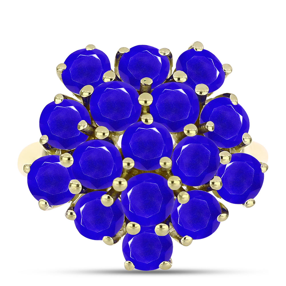 Goldplattierter Silberring mit blauem Achat 1 
