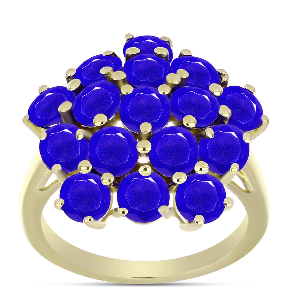 Goldplattierter Silberring mit blauem Achat 3 
