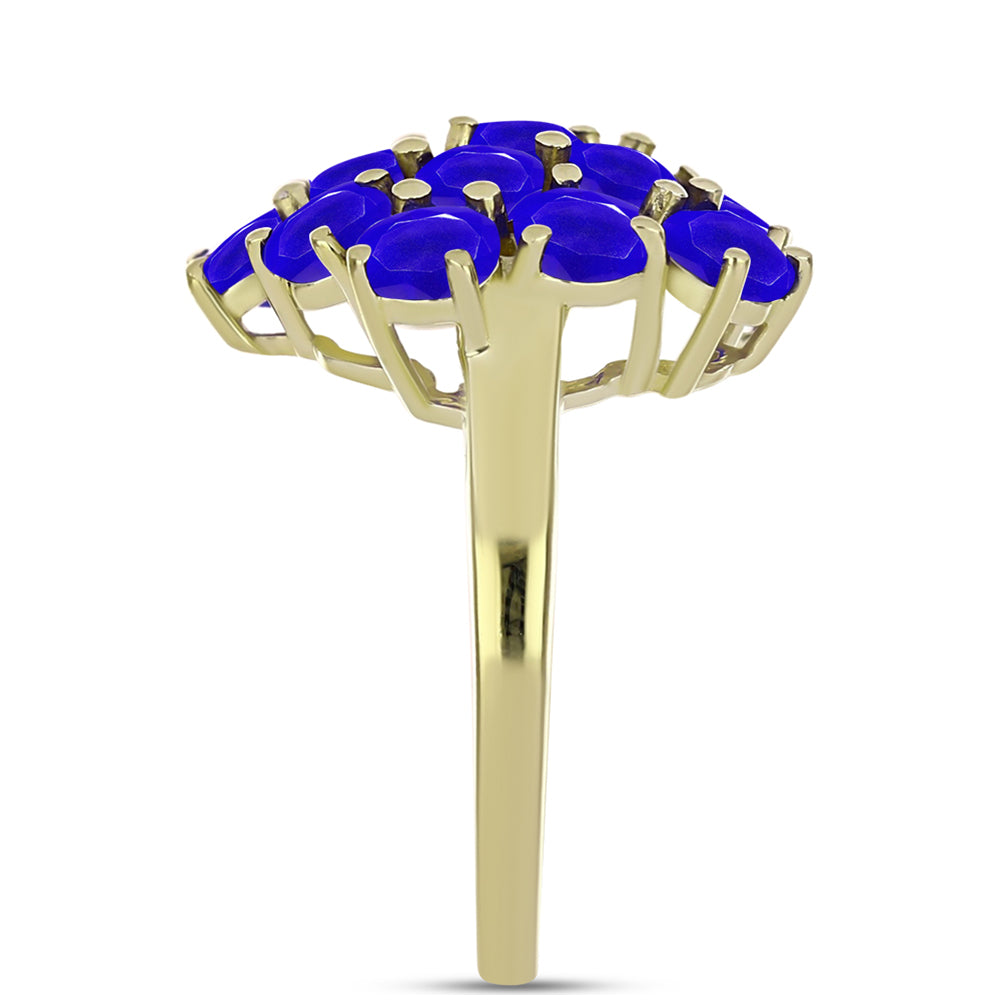 Goldplattierter Silberring mit blauem Achat