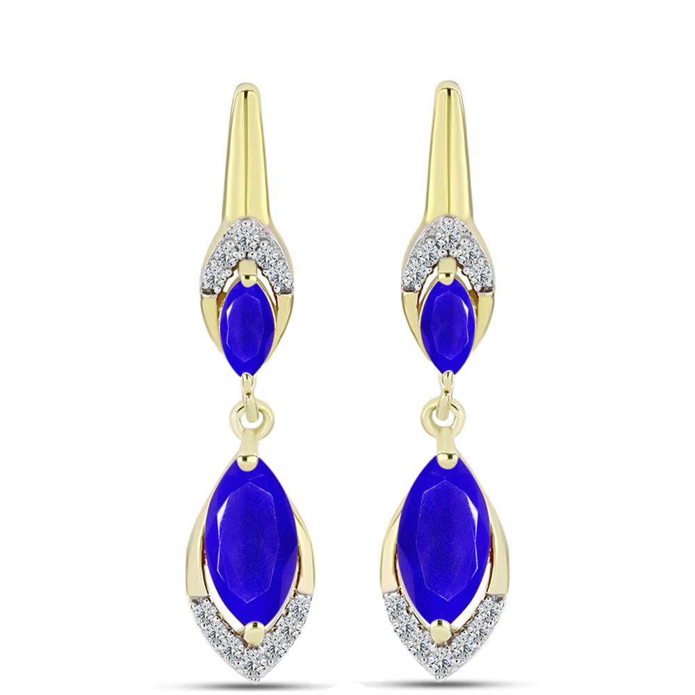 Goldplattierte Silberohrringe mit blauem Achat und weißem Topas 1 
