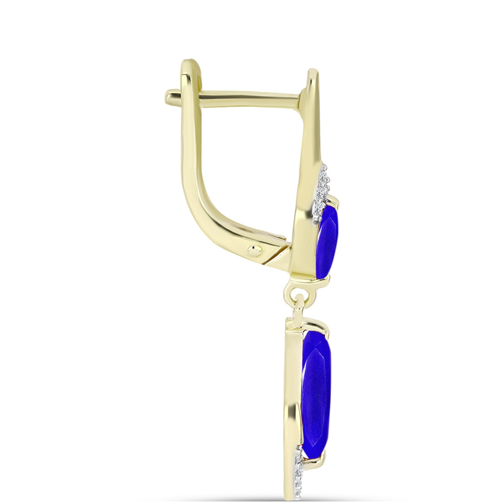 Goldplattierte Silberohrringe mit blauem Achat und weißem Topas