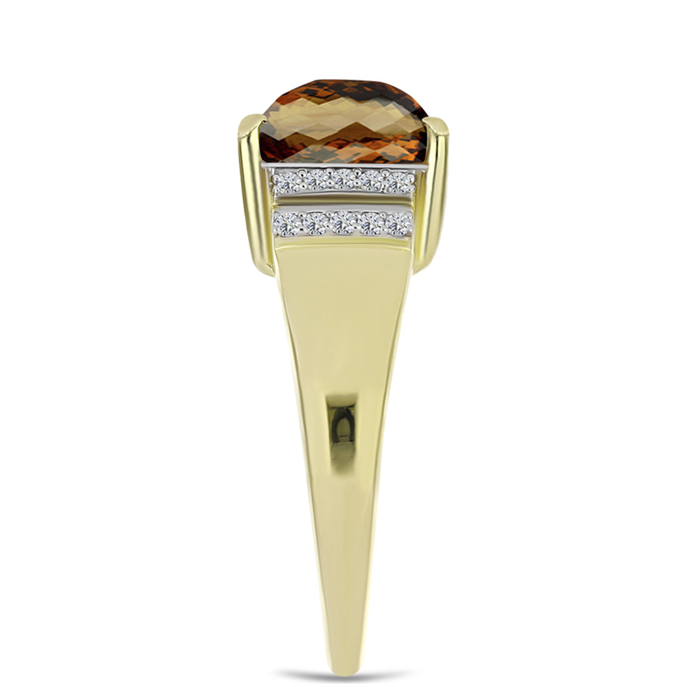 Goldplattierter Silberring mit Cognac-Quarz und weißem Topas 4 