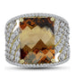 Goldplattierter Silberring mit Cognac-Quarz und weißem Topas