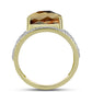 Goldplattierter Silberring mit Cognac-Quarz und weißem Topas