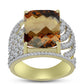 Goldplattierter Silberring mit Cognac-Quarz und weißem Topas