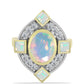 Goldplattierter Silberring mit Welo-Opal und weißem Topas