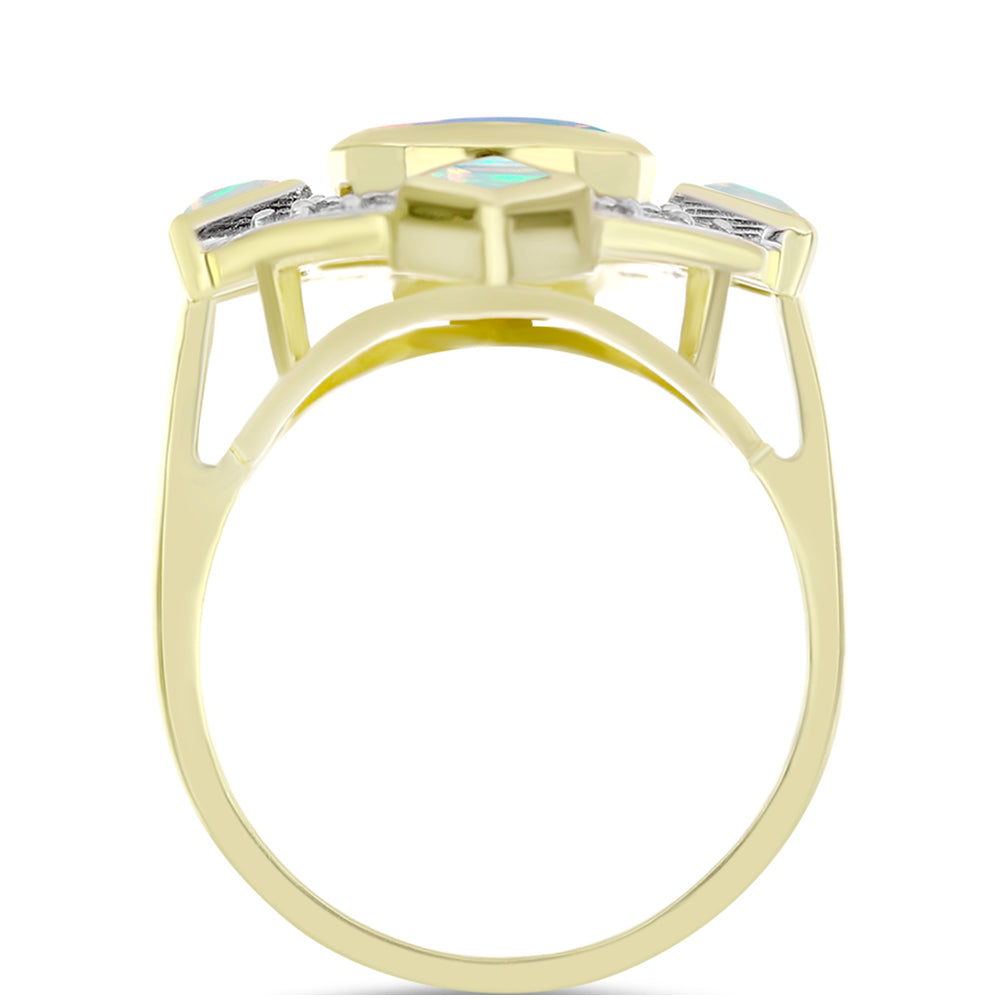 Goldplattierter Silberring mit Welo-Opal und weißem Topas