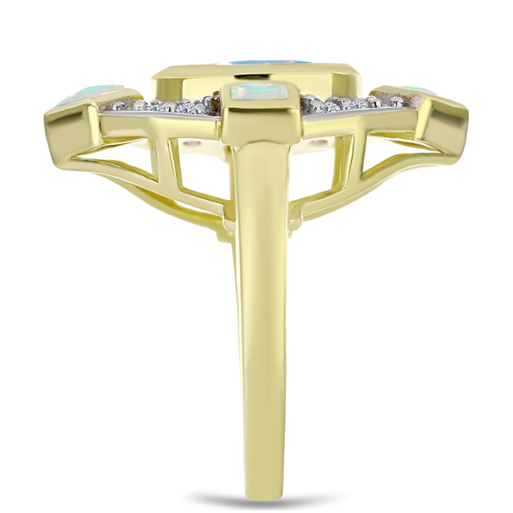 Goldplattierter Silberring mit Welo-Opal und weißem Topas 4 