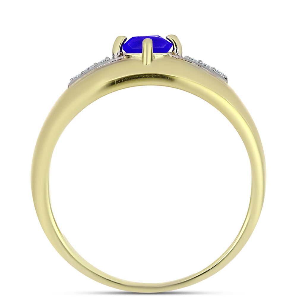 Goldplattierter Silberring mit blauem Achat und weißem Topas 2 