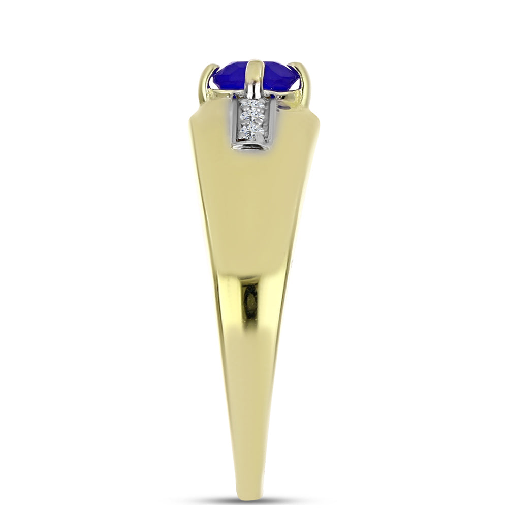 Goldplattierter Silberring mit blauem Achat und weißem Topas 4 