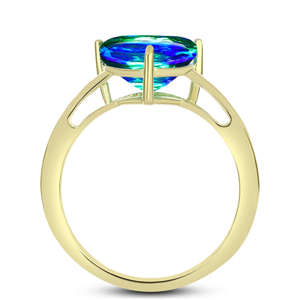 Goldplattierter Silberring mit Pfauenquarz 2 