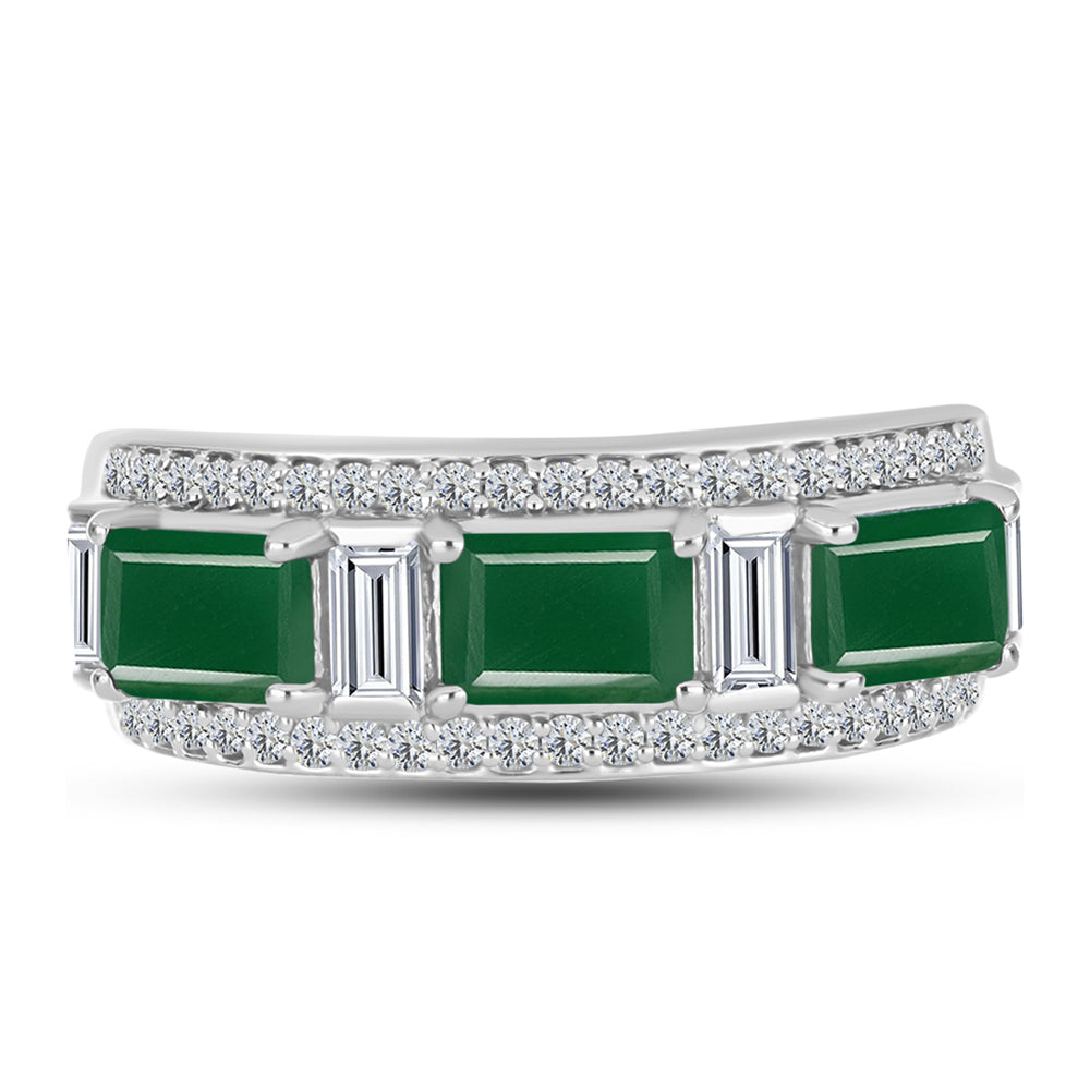 Silberring mit grünem Chalcedon und weißem Topas