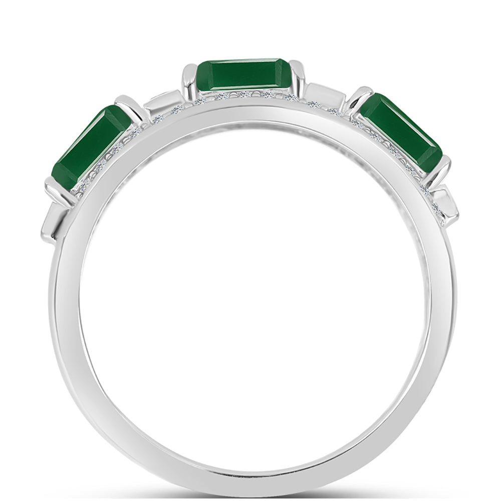 Silberring mit grünem Chalcedon und weißem Topas
