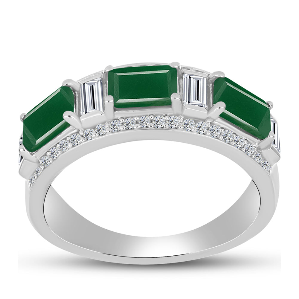Silberring mit grünem Chalcedon und weißem Topas 3 