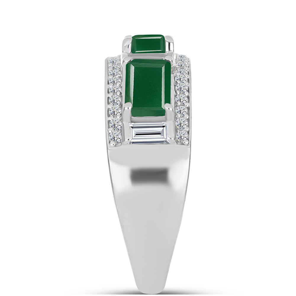 Silberring mit grünem Chalcedon und weißem Topas