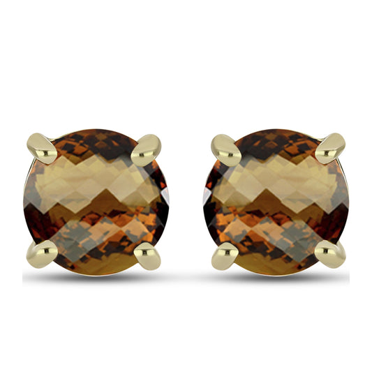 Goldplattierte Silberohrringe mit Cognac-Quarz