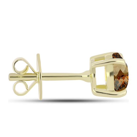 Goldplattierte Silberohrringe mit Cognac-Quarz