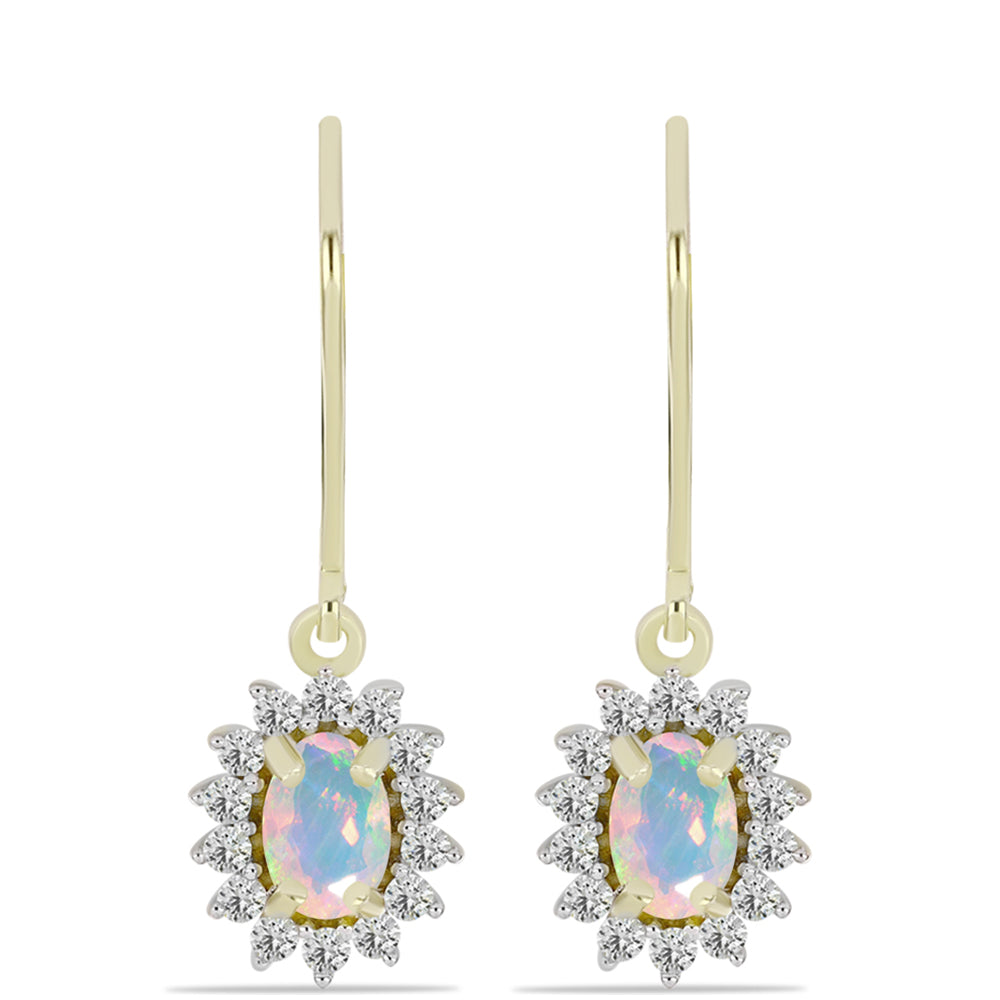 Goldplattierte Silberohrringe mit Welo-Opal und weißem Topas 1 