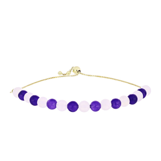 Goldplattiertes Silberarmband mit Regenbogenmondstein und marokkanischem Amethyst