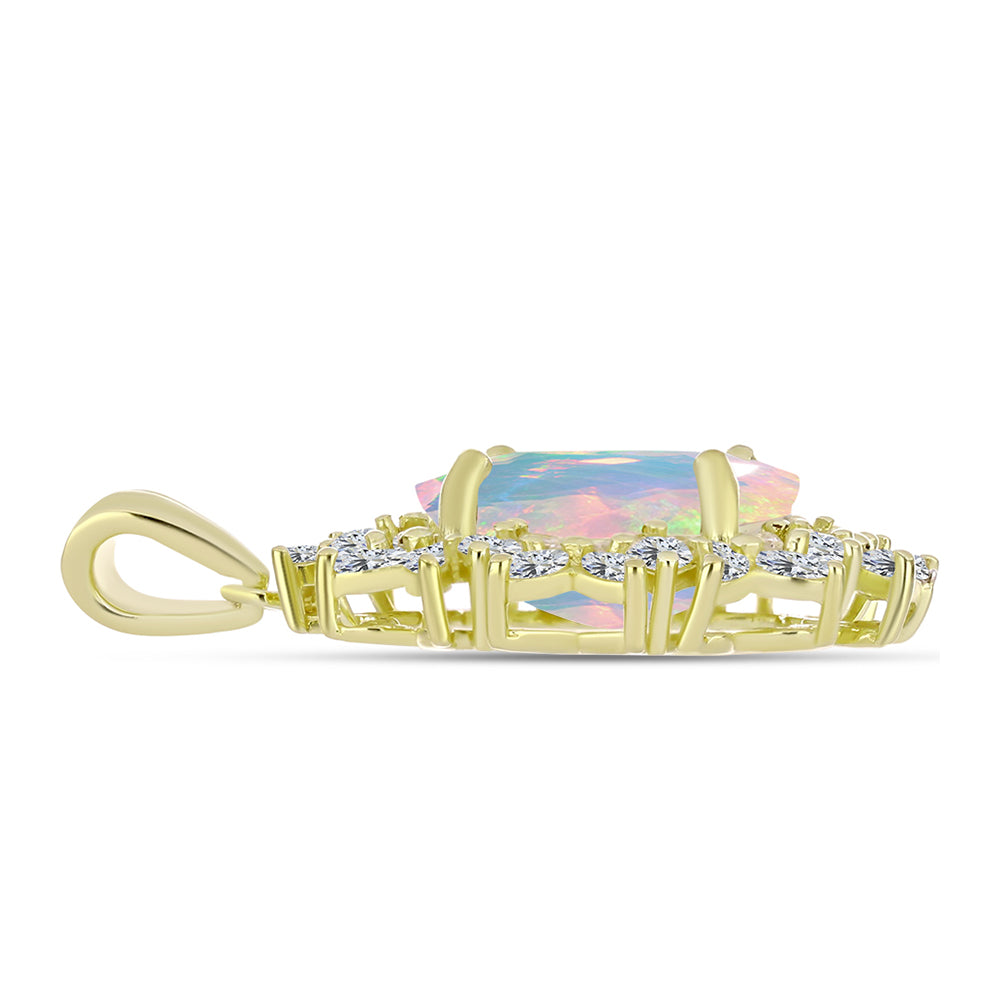 Goldplattierter Silberanhänger mit Welo-Opal und weißem Topas 2 