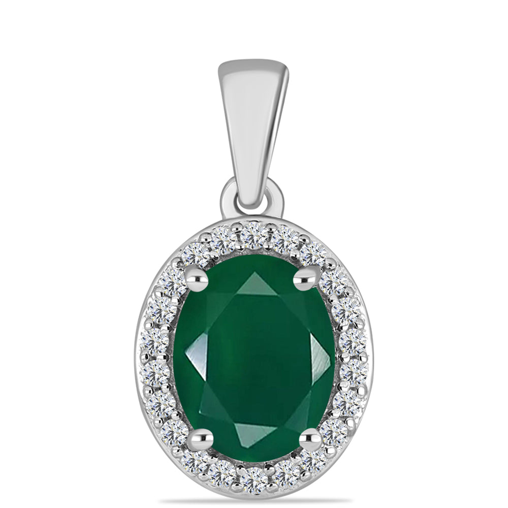 Silberanhänger mit grünem Chalcedon und weißem Topas 1 
