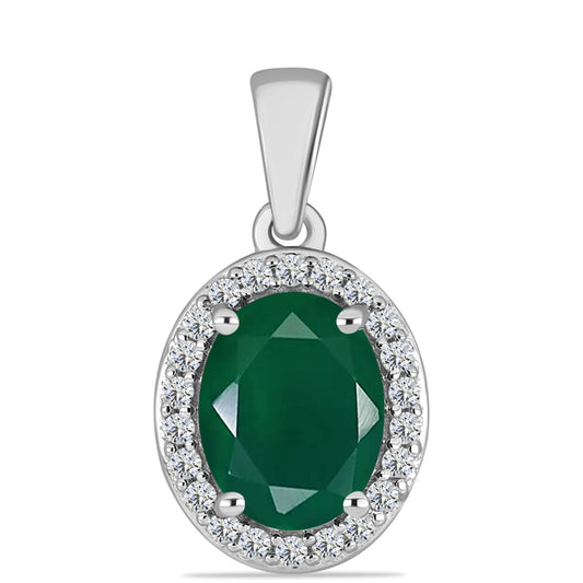 Silberanhänger mit grünem Chalcedon und weißem Topas