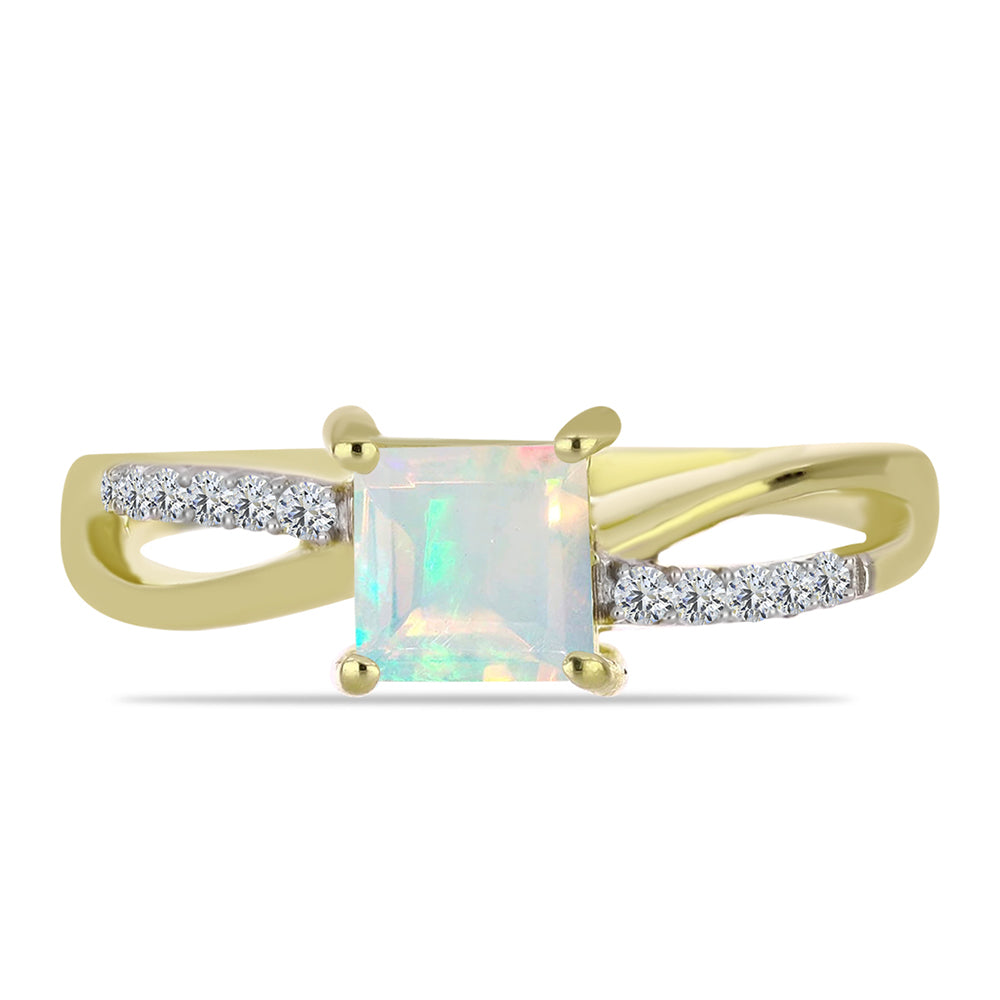 Goldplattierter Silberring mit Welo-Opal und weißem Topas 1 