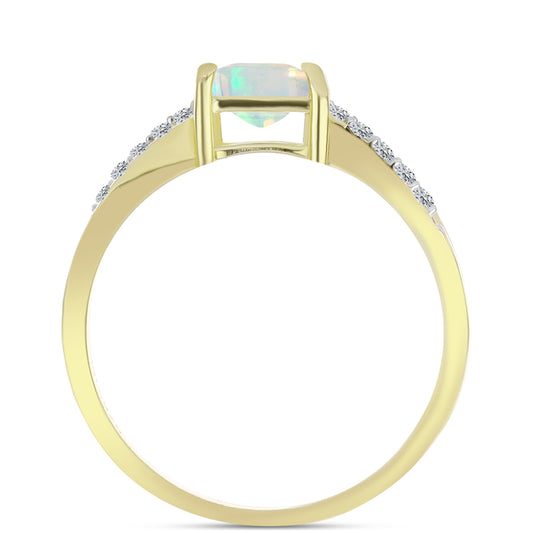 Goldplattierter Silberring mit Welo-Opal und weißem Topas