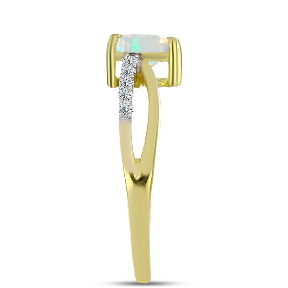 Goldplattierter Silberring mit Welo-Opal und weißem Topas 4 