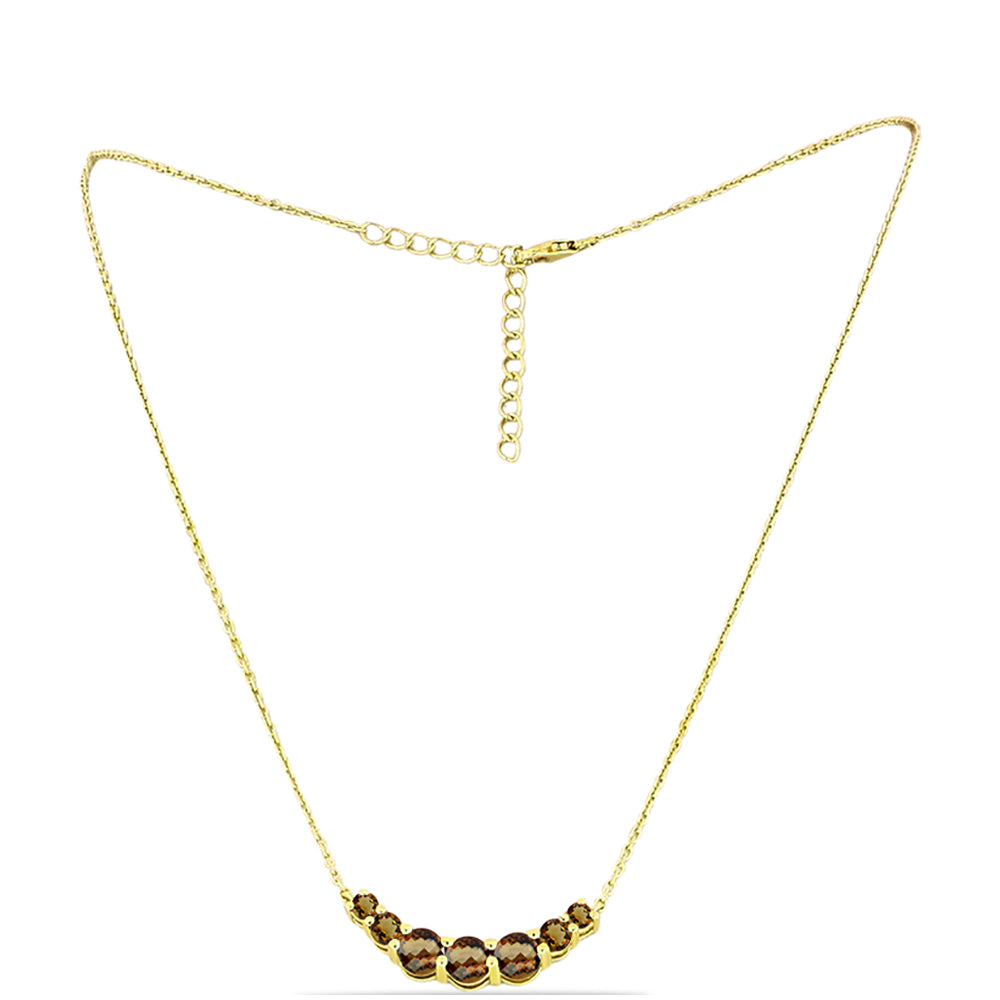 Goldplattierte Silberhalskette mit Cognac-Quarz 1 