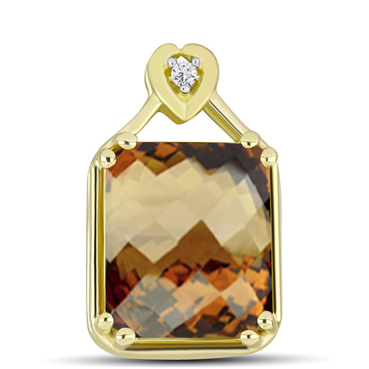 Goldplattierter Silberanhänger mit Cognac-Quarz und weißem Topas