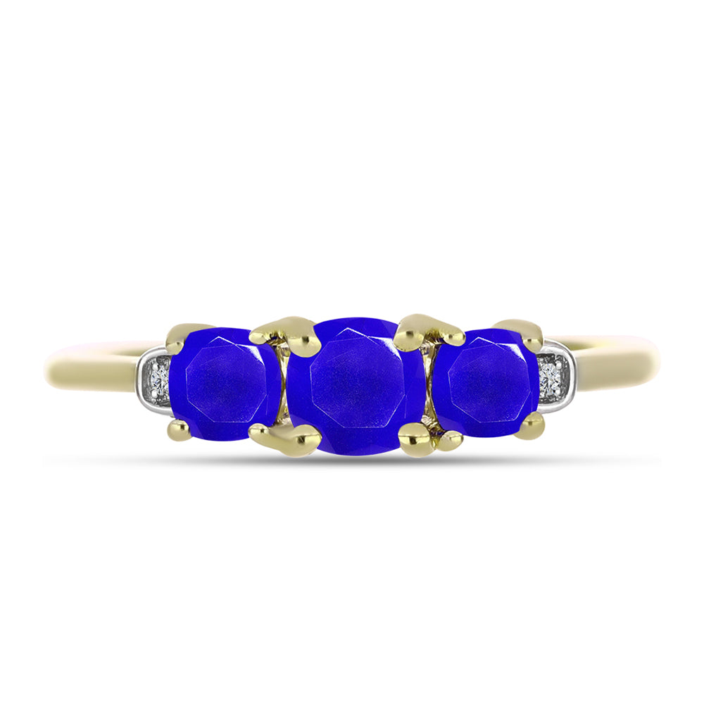 Goldplattierter Silberring mit blauem Achat und weißem Topas
